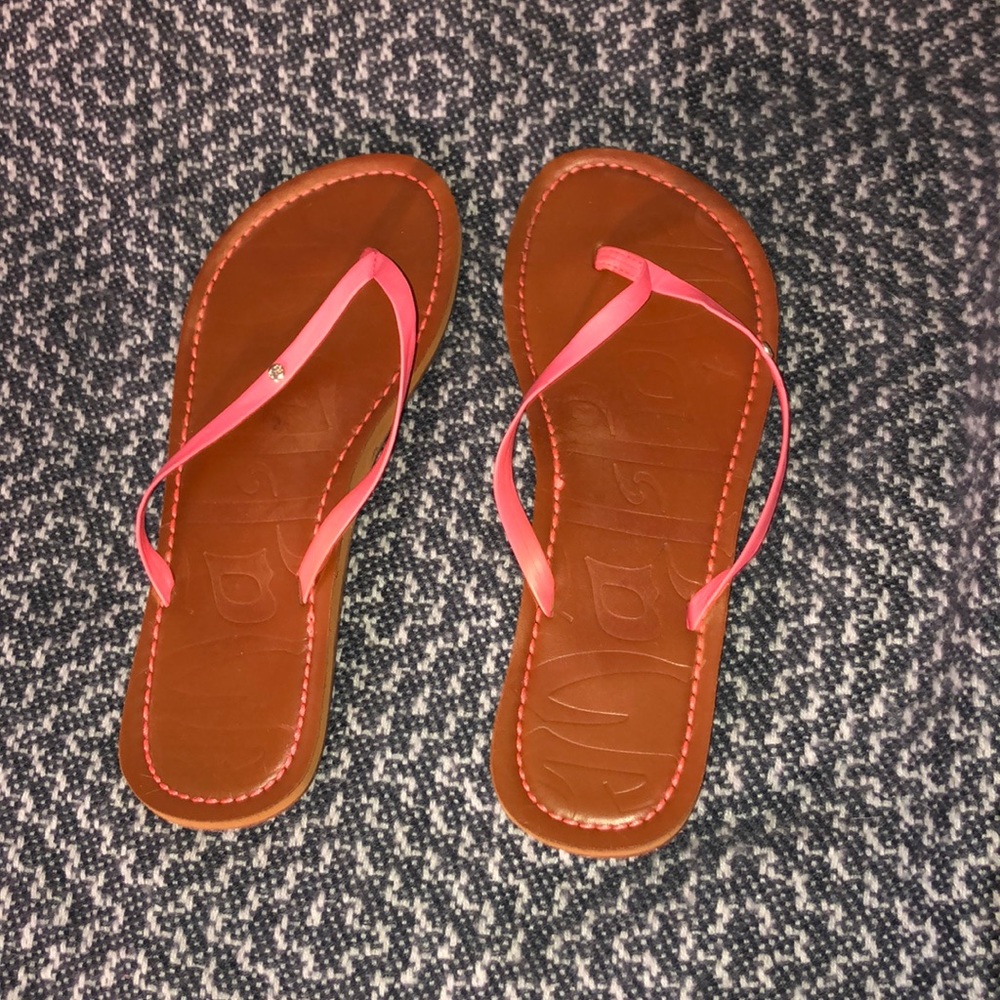 Coral flip flops